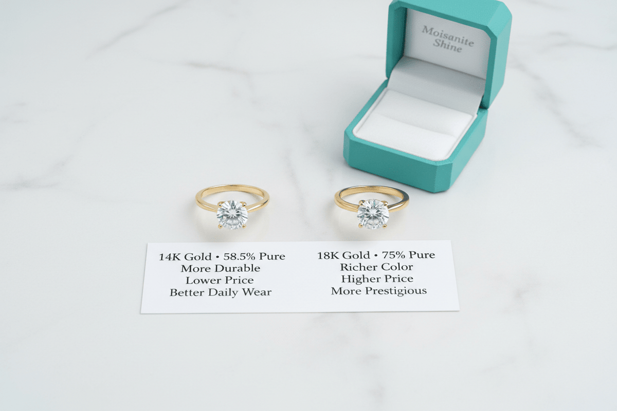 14K vs. 18K Gold for Moissanite Rings: Which Is the Better Choice? - Moissanite Shine