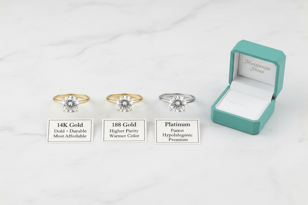 Best Metals for a Moissanite Engagement Ring: 14K Gold, 18K Gold & Platinum Compared - Moissanite Shine