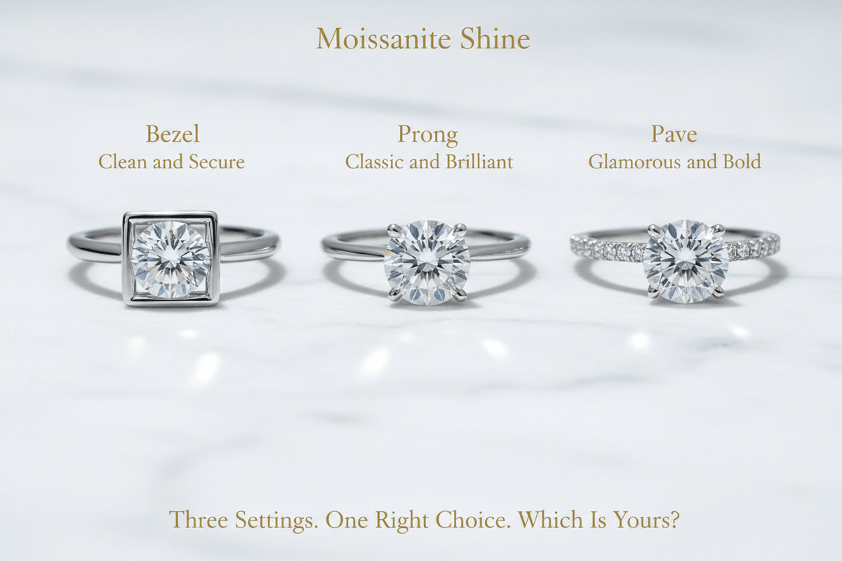Bezel vs. Prong vs. Pavé: The Ultimate Moissanite Setting Comparison - Moissanite Shine