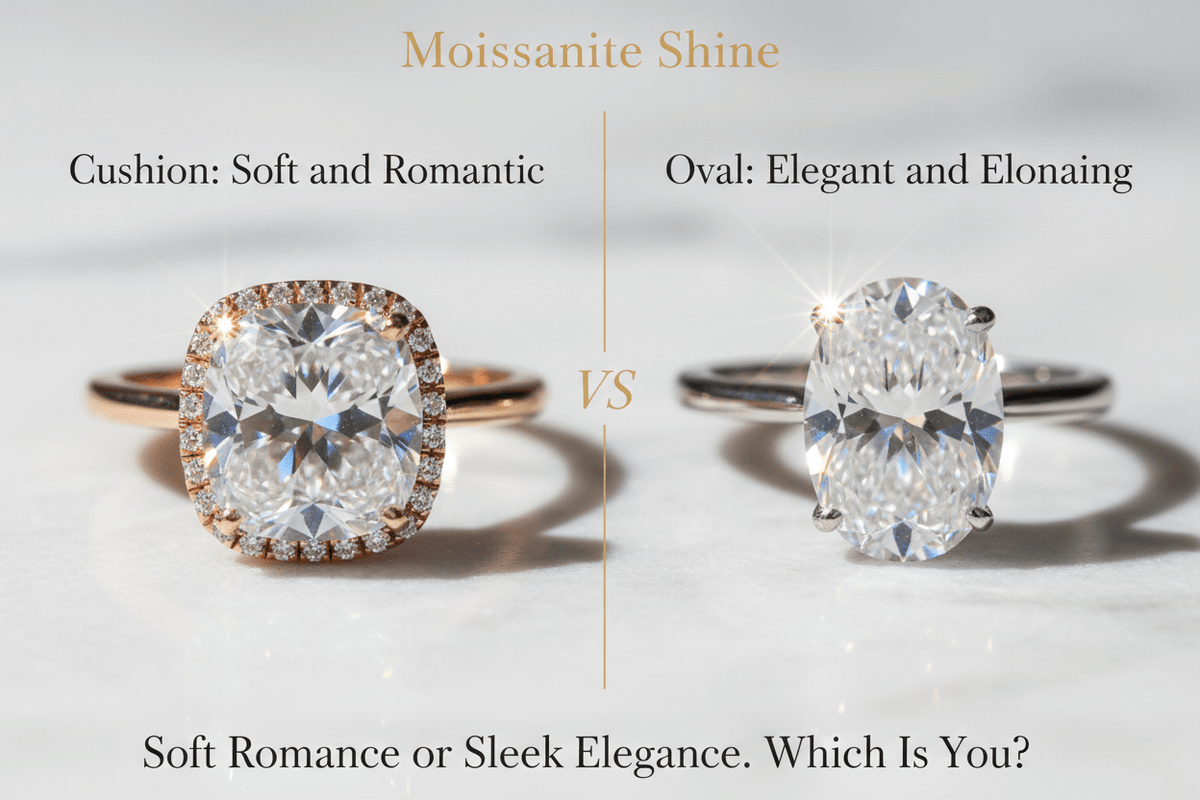 Cushion vs. Oval Moissanite: Which Shape Is Right for You? - Moissanite Shine