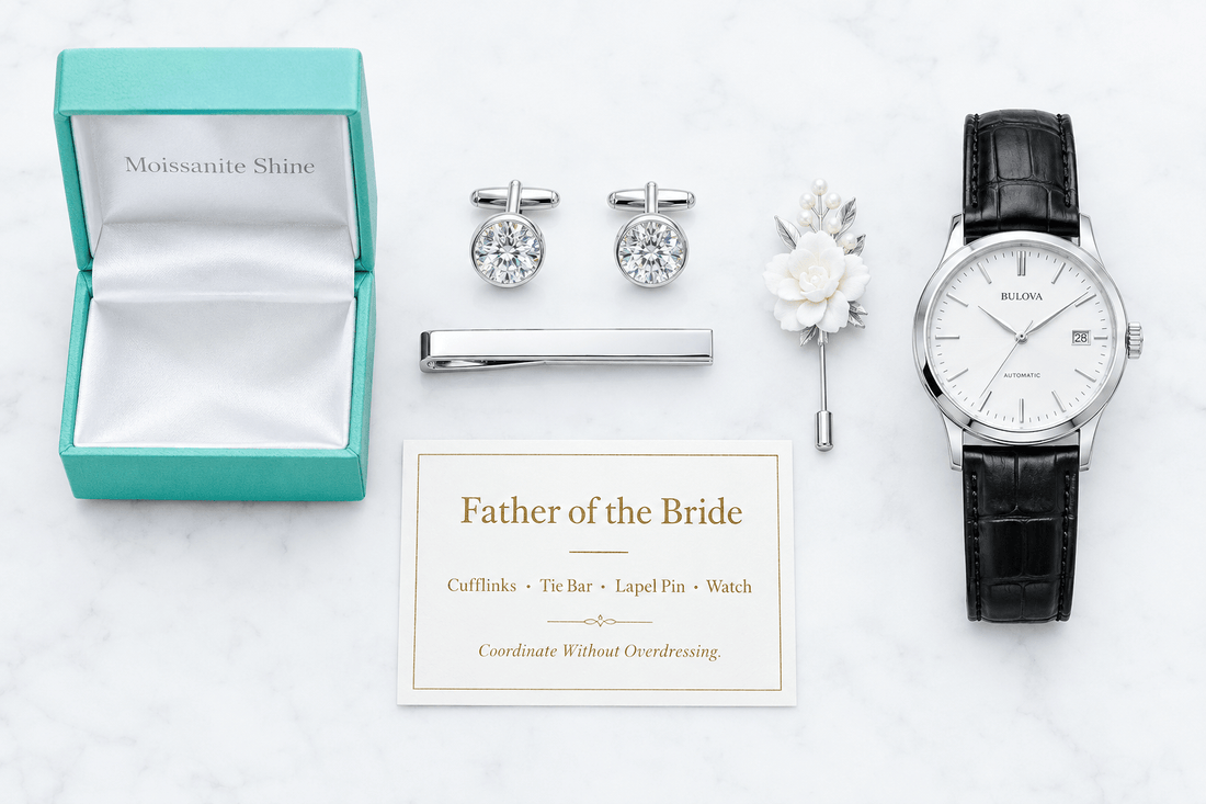 Father of the Bride Jewelry and Accessories Guide - Moissanite Shine