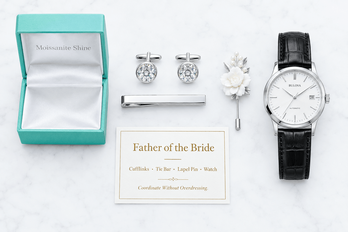 Father of the Bride Jewelry and Accessories Guide - Moissanite Shine