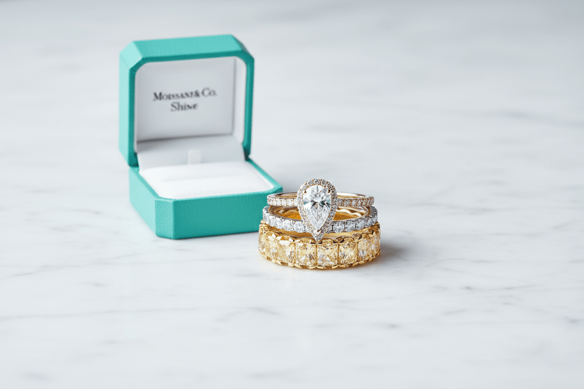 How to Mix Metals with Moissanite Jewelry: Gold, White Gold & Rose Gold - Moissanite Shine