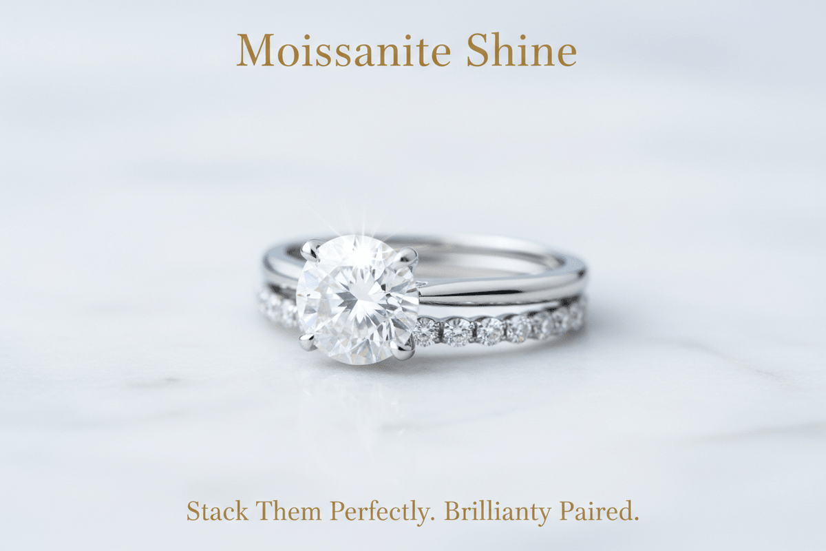 How to Stack a Moissanite Engagement Ring with a Wedding Band: The Complete Guide - Moissanite Shine
