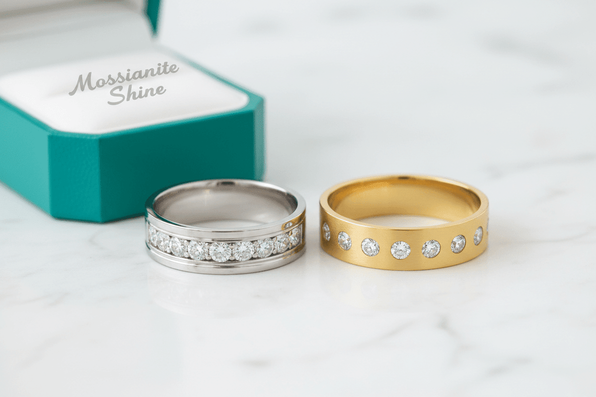 Men's Moissanite Wedding Bands: The Complete Guide for Grooms - Moissanite Shine