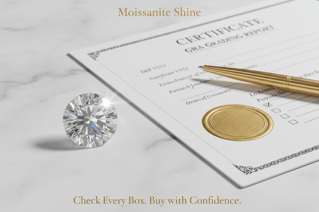 Moissanite Buying Checklist 2026: Everything to Verify Before You Buy - Moissanite Shine