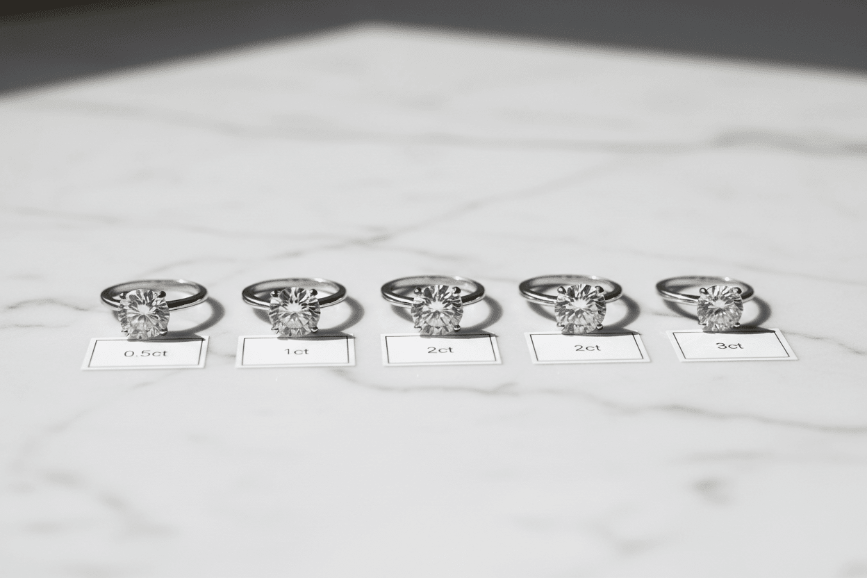 Moissanite Carat Size Guide: What 0.5, 1, 2 & 3 Carats Actually Look Like on Your Hand - Moissanite Shine