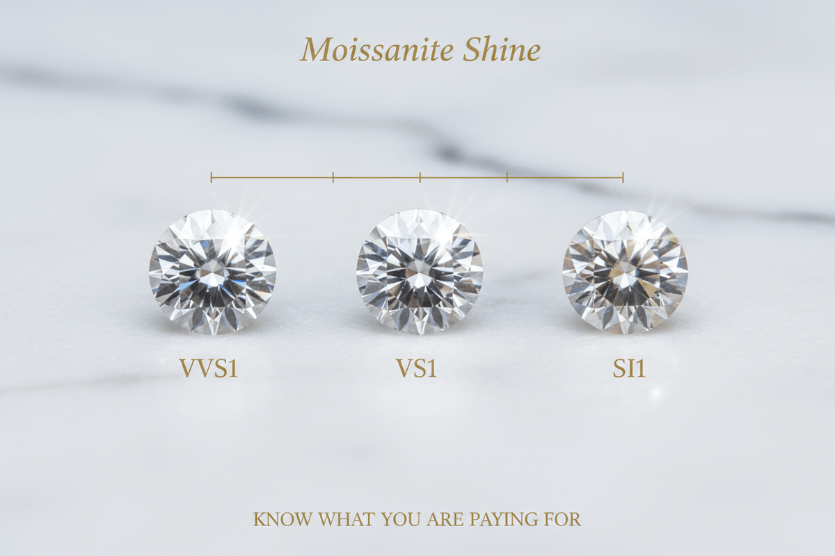 Moissanite Clarity Grades Explained: VVS1, VS1, SI1 — What You're Actually Paying For - Moissanite Shine