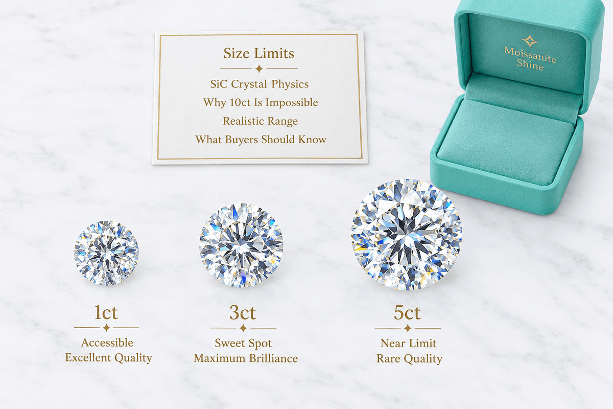Moissanite Crystal Size Limits: Why You Can't Get a 10ct Stone - Moissanite Shine