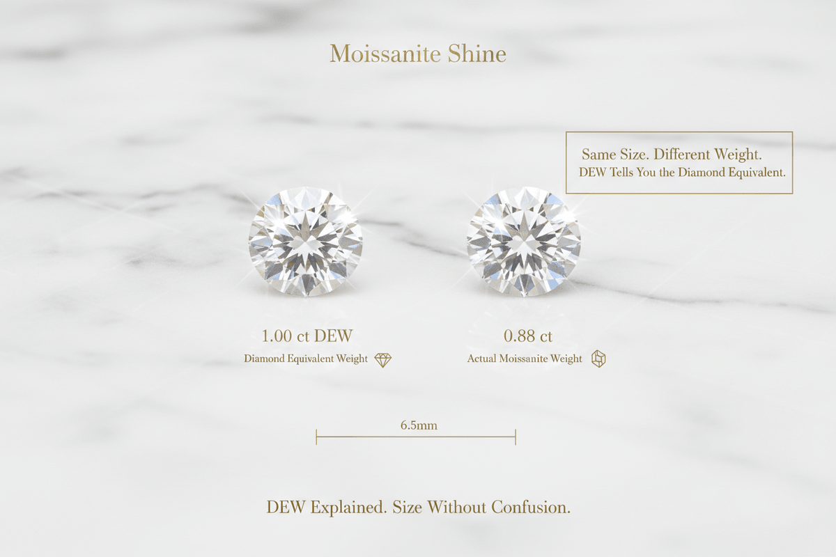 Moissanite DEW vs. Carat: What's the Difference and Why It Matters - Moissanite Shine