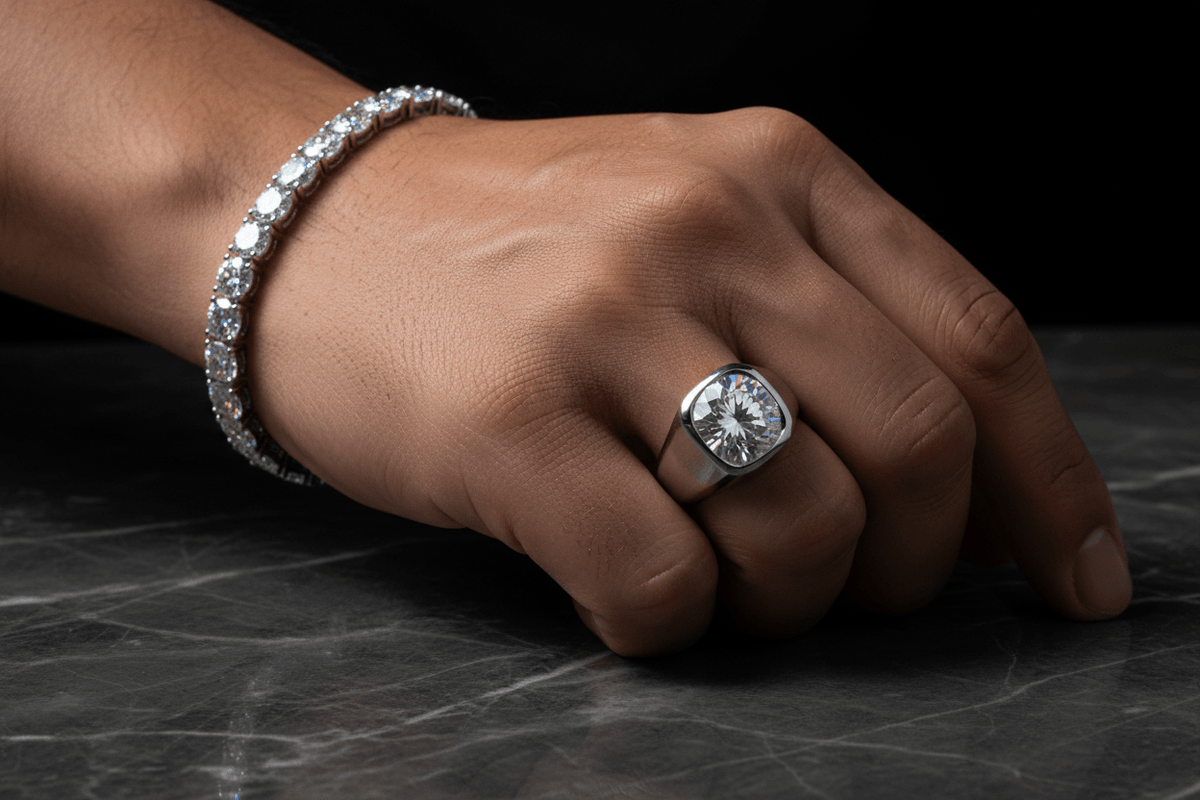 Moissanite for Men: The Complete Guide to Men's Moissanite Jewelry in 2026 - Moissanite Shine