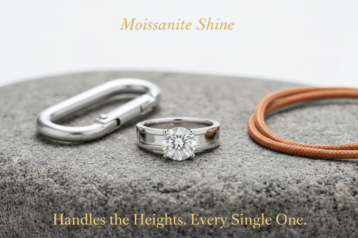 Moissanite for the Rock Climber & Outdoor Adventurer: The Ring That Handles the Heights - Moissanite Shine