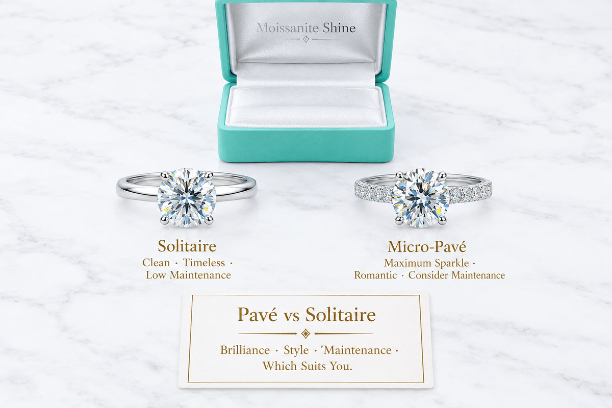 Moissanite Micro-Pavé vs. Solitaire: Which Is Right for Your Wedding Style? - Moissanite Shine