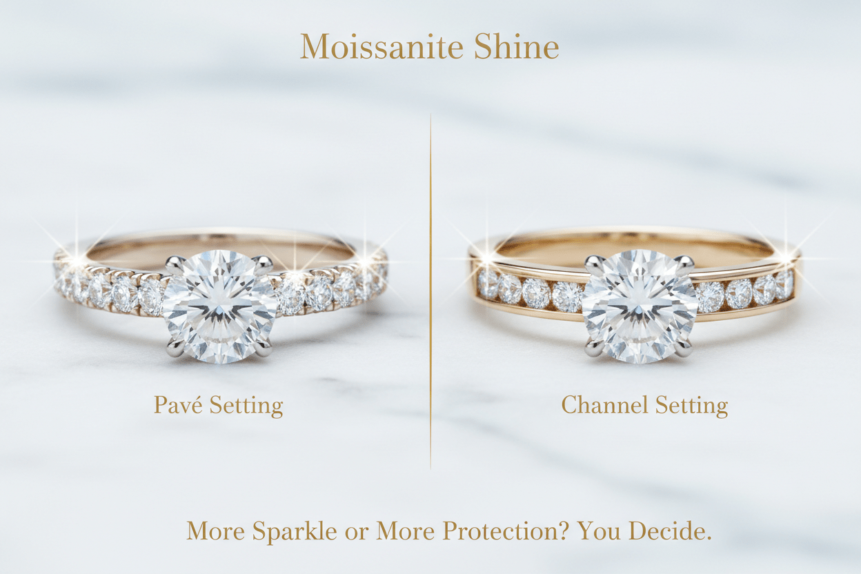 Moissanite Pavé vs. Channel Setting: Complete Comparison - Moissanite Shine