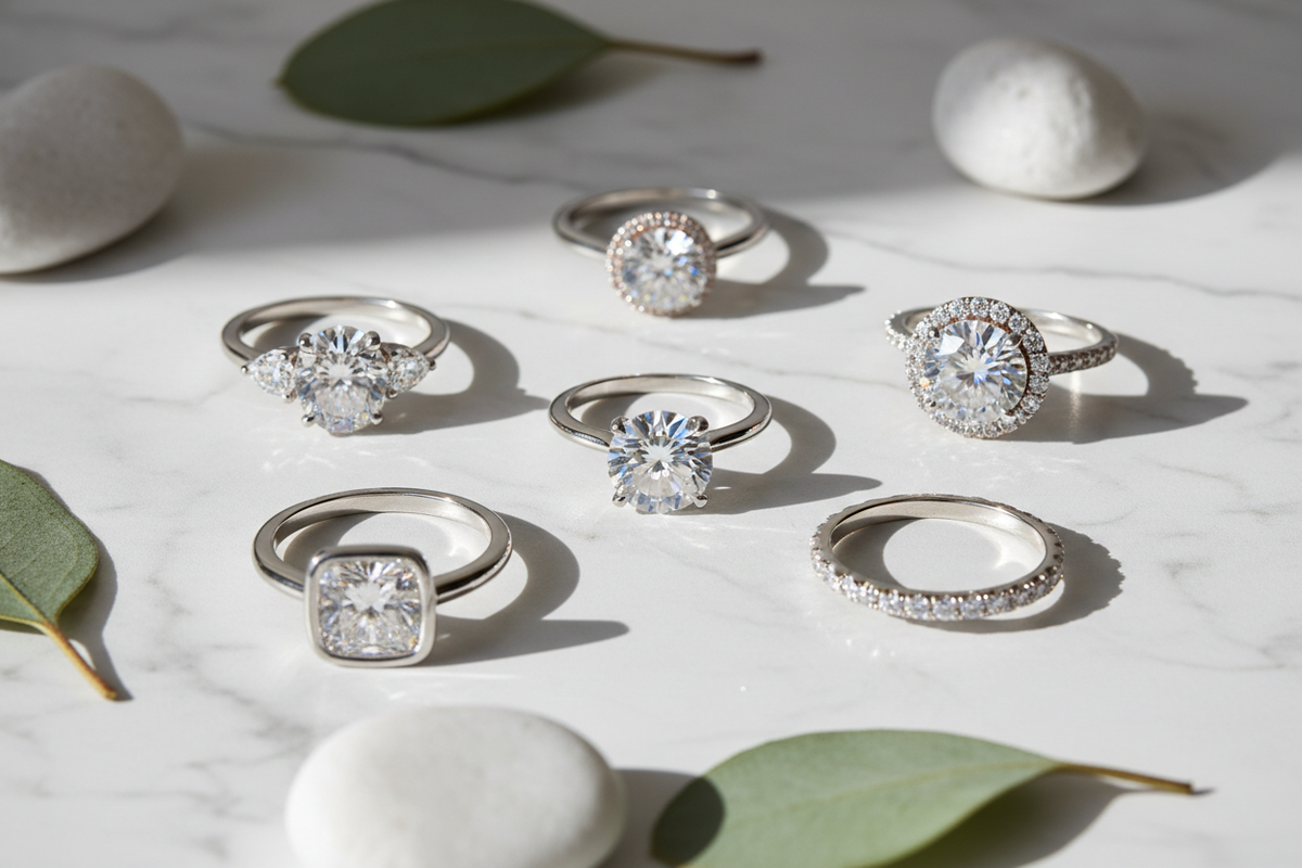 Buy moissanite engagement ring online USA		