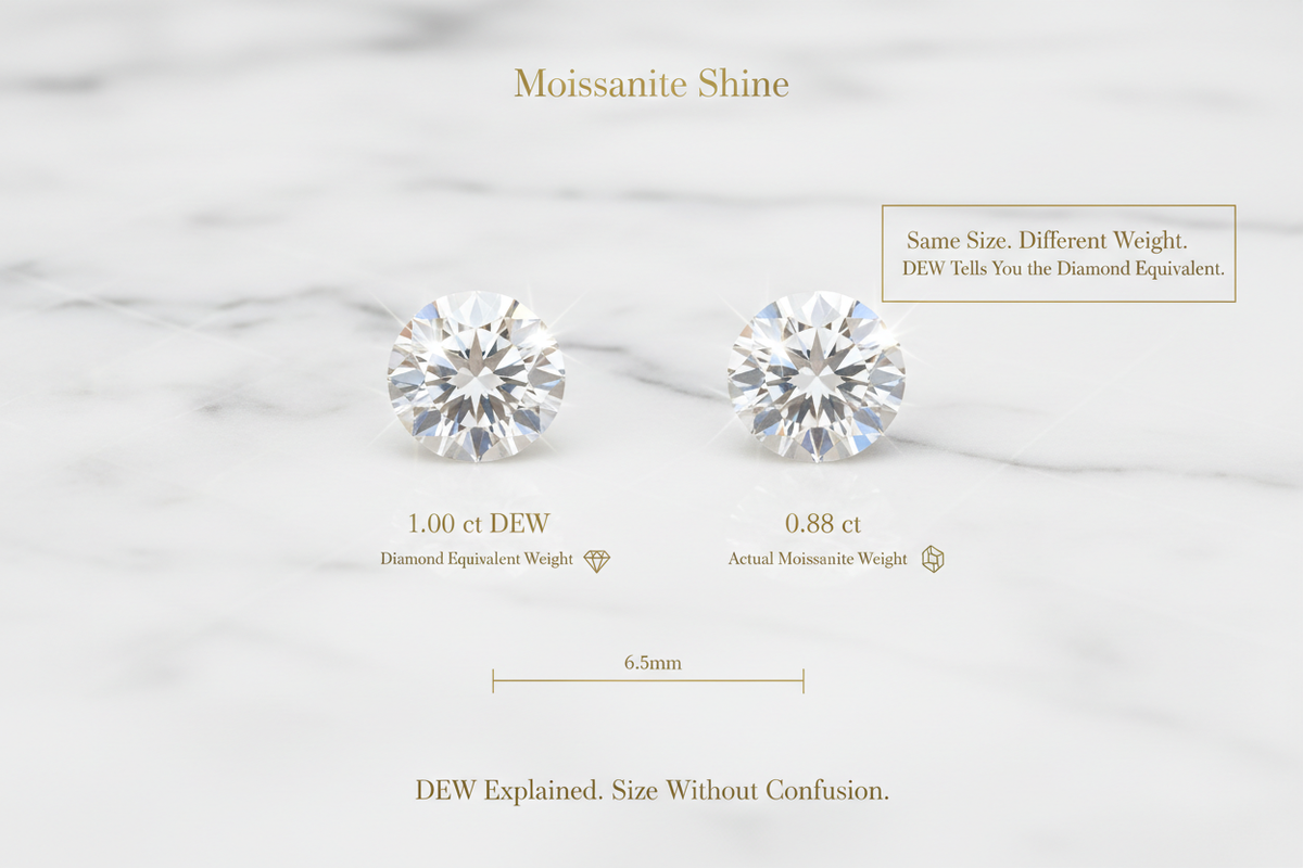 D Color VVS1 Moissanite Engagement Ring, Wedding Band & Fine Jewelry. Handcrafted, conflict-free, lifetime warranty, free US shipping, trade-up program at full value.