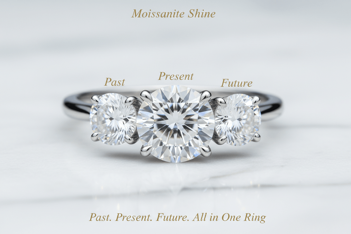 Moissanite Three-Stone Engagement Ring: The Complete Buying Guide - Moissanite Shine