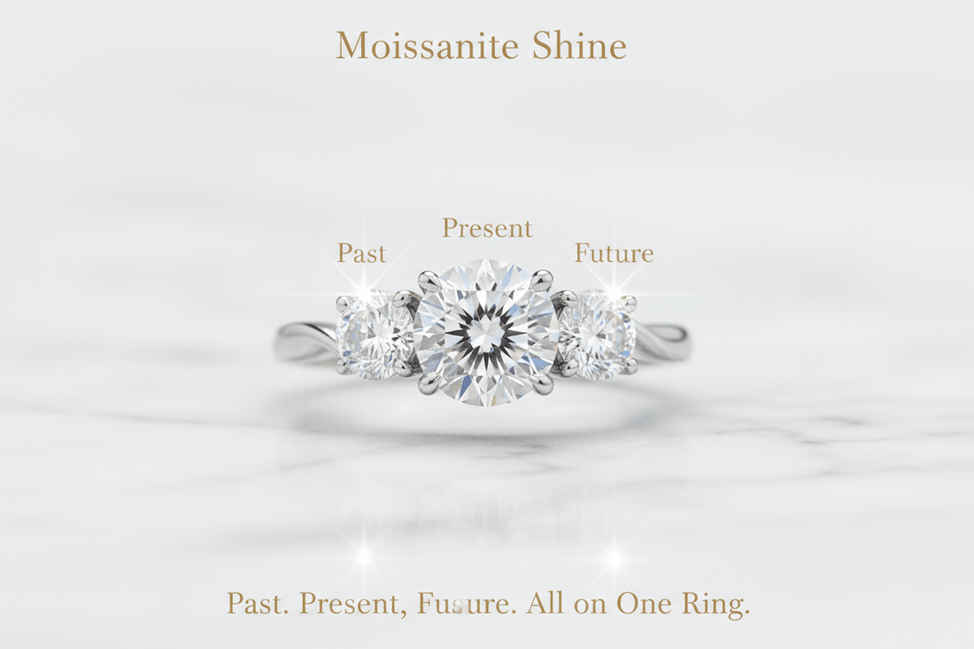 Moissanite Three-Stone Ring: Meaning, Symbolism & Style Guide - Moissanite Shine