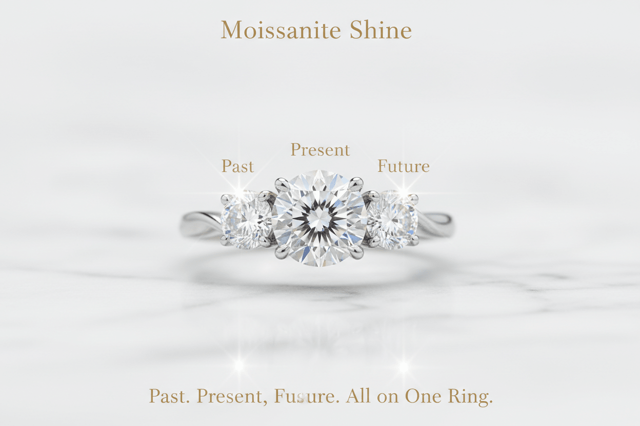 Moissanite Three-Stone Ring: Meaning, Symbolism & Style Guide - Moissanite Shine