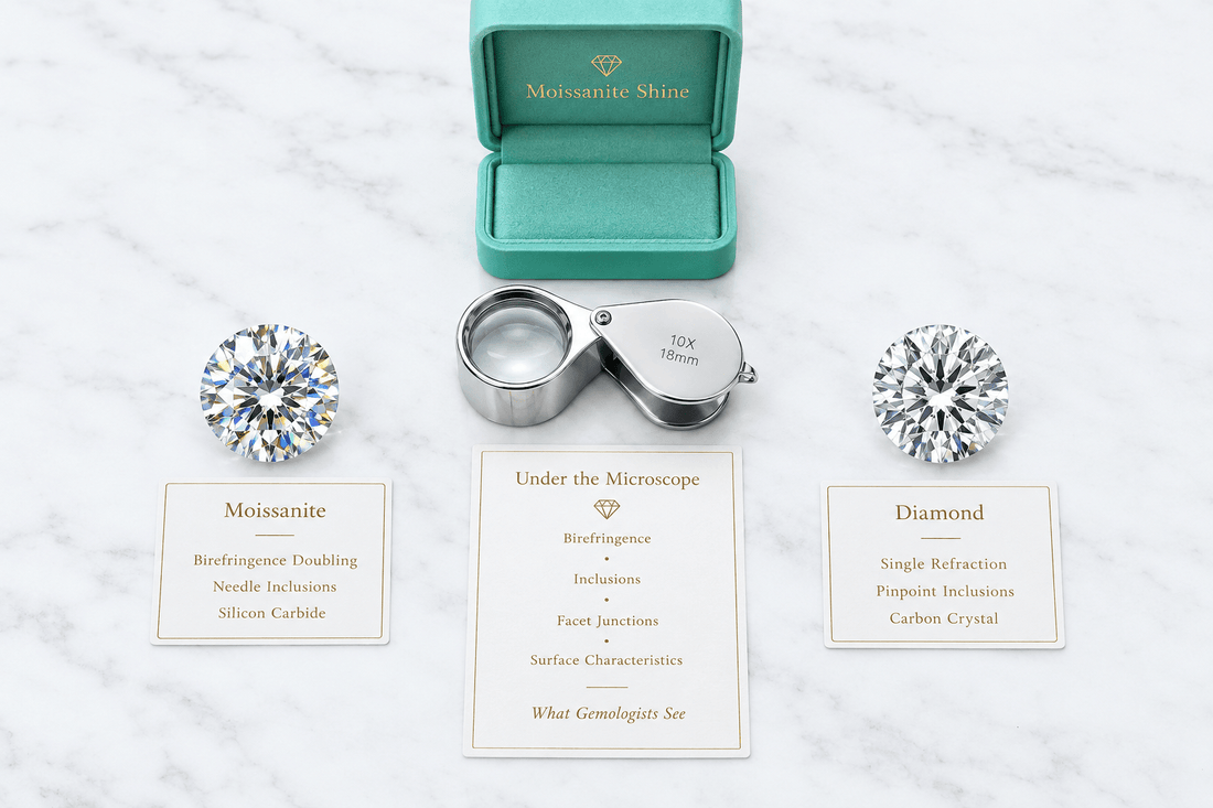 Moissanite Under a Microscope vs Diamond: What You Actually See - Moissanite Shine