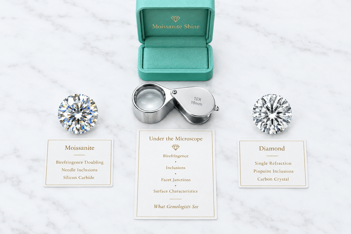 Moissanite Under a Microscope vs Diamond: What You Actually See - Moissanite Shine