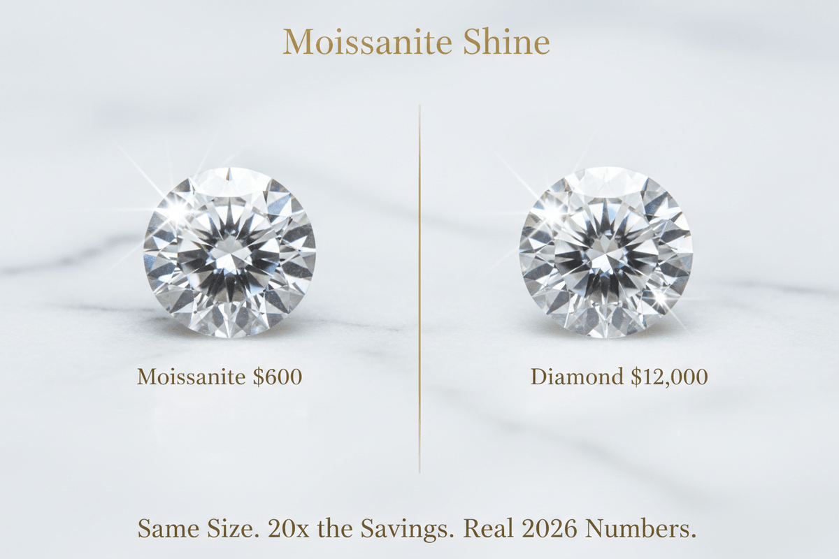 Moissanite vs. Diamond: Price Per Carat Compared (2026 Real Numbers) - Moissanite Shine