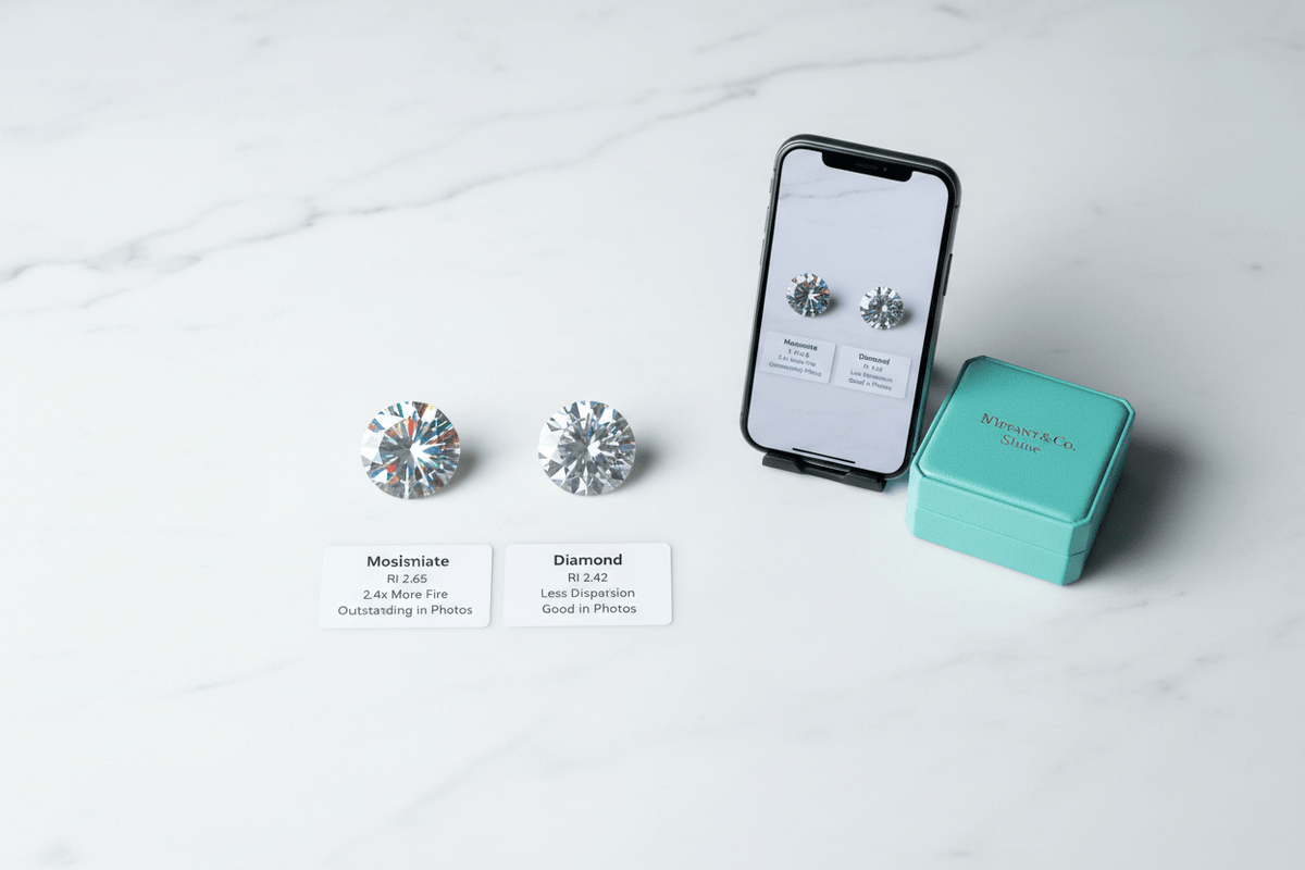 Moissanite vs Diamond: Which Looks Better in Photos? - Moissanite Shine