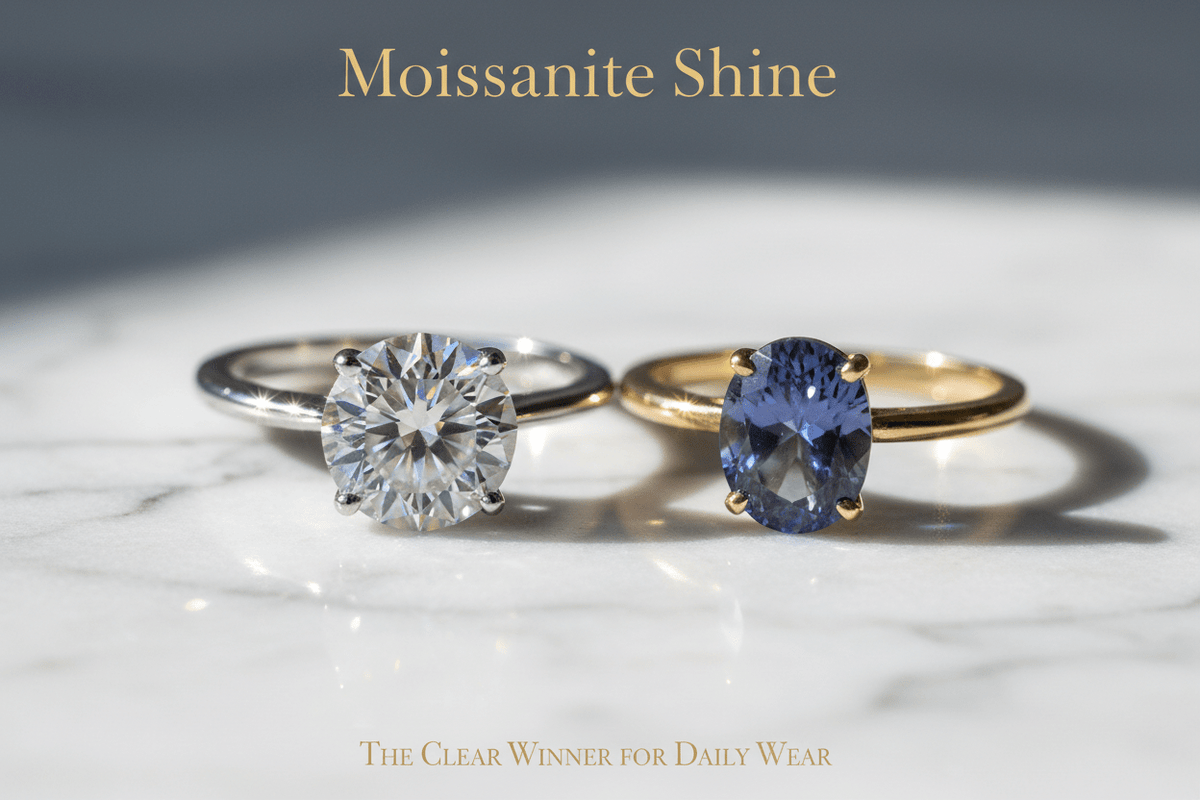 Moissanite vs Iolite: Two Blue-Violet Stones, One Clear Winner for Daily Wear - Moissanite Shine