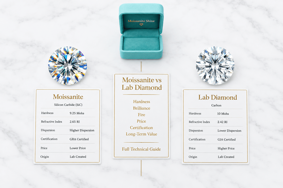 Moissanite vs. Lab Diamond: The Full Technical Comparison - Moissanite Shine