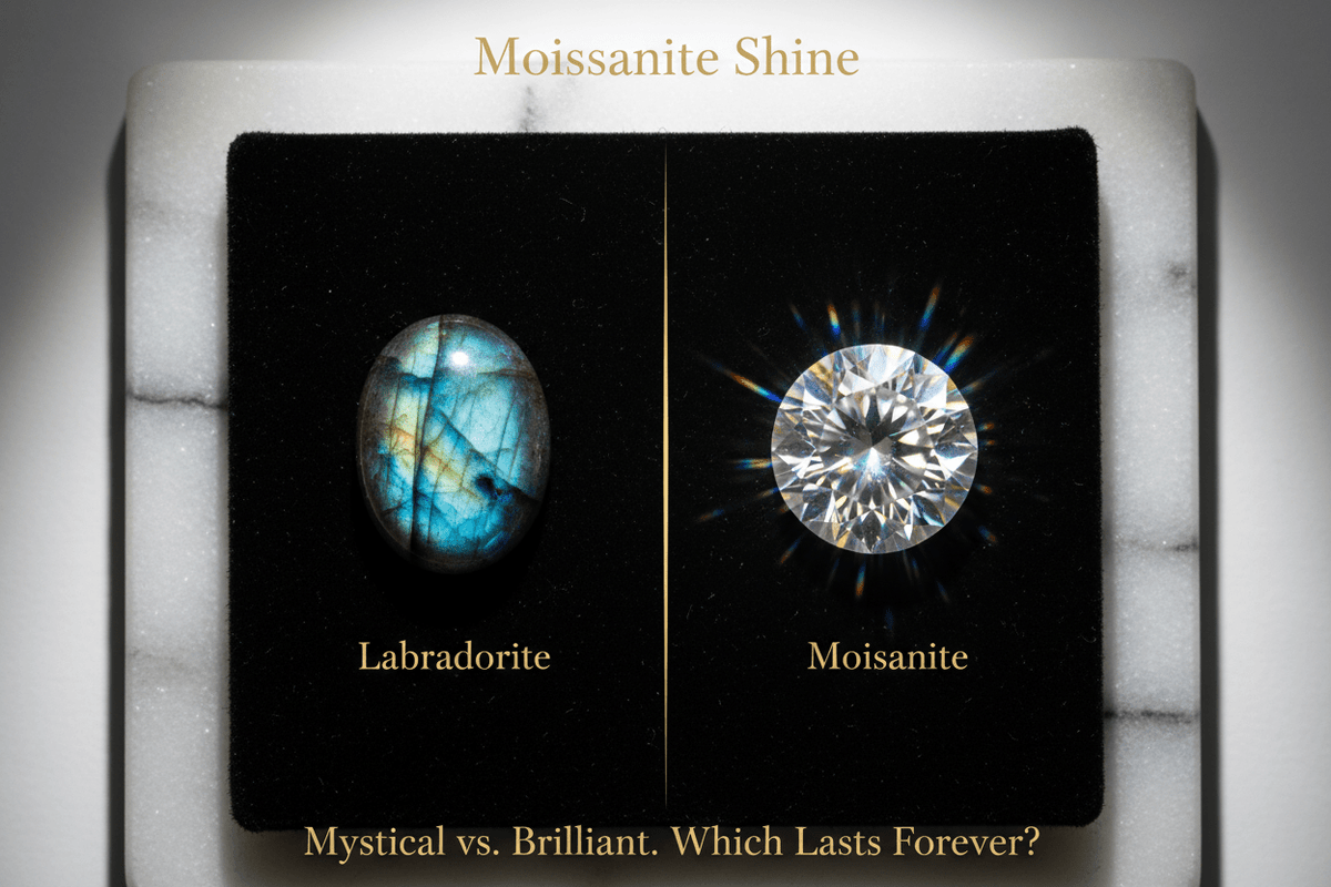 Moissanite vs. Labradorite: The Mystical Stone vs. the Brilliant Workhorse - Moissanite Shine