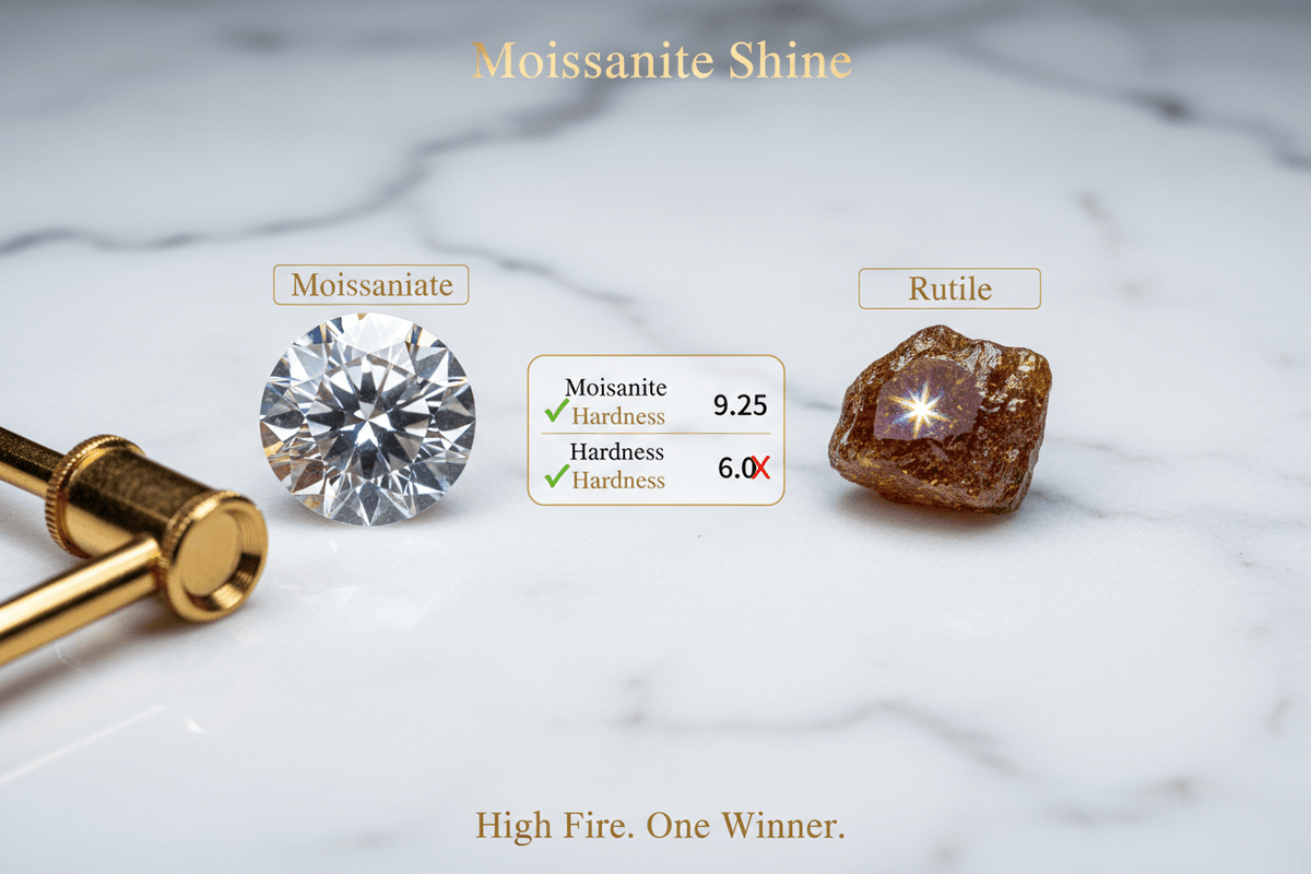 Moissanite vs. Rutile: Two High-Fire Stones — One Built for Fine Jewelry - Moissanite Shine