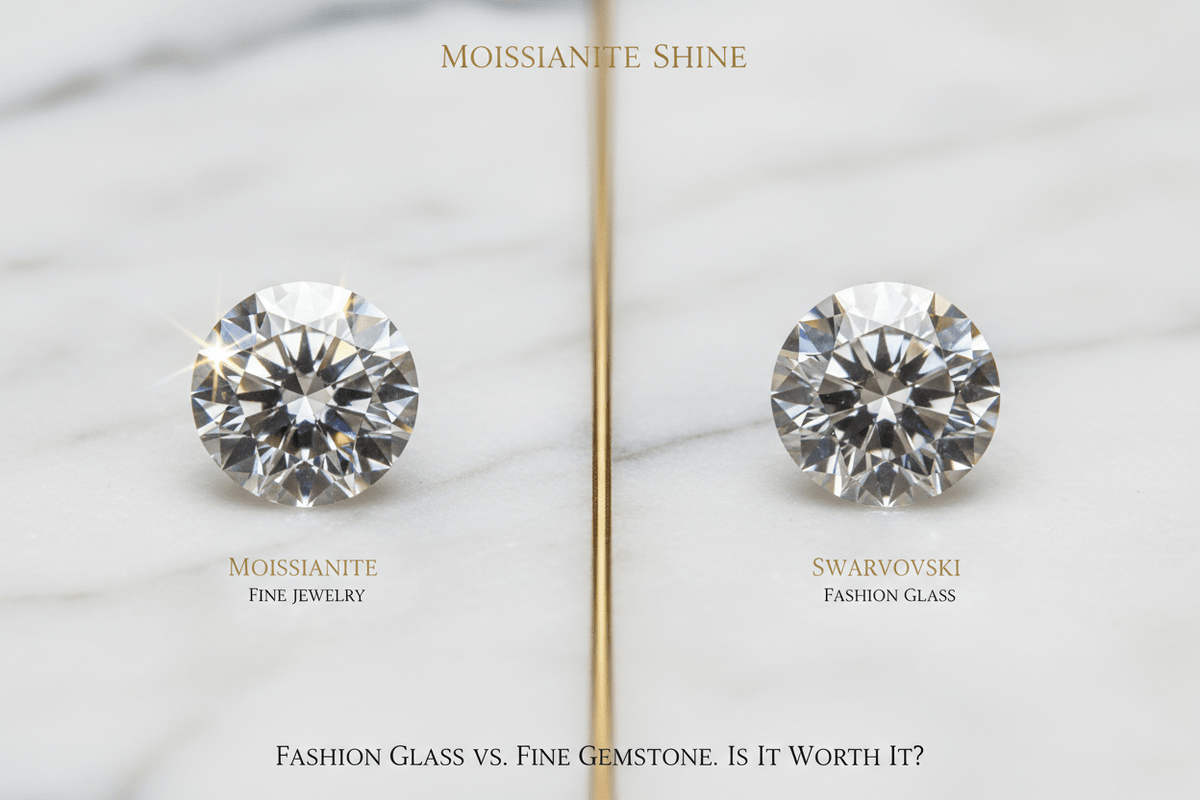 Moissanite vs. Swarovski Crystal: Is Fashion Glass Worth It for Daily Jewelry? - Moissanite Shine