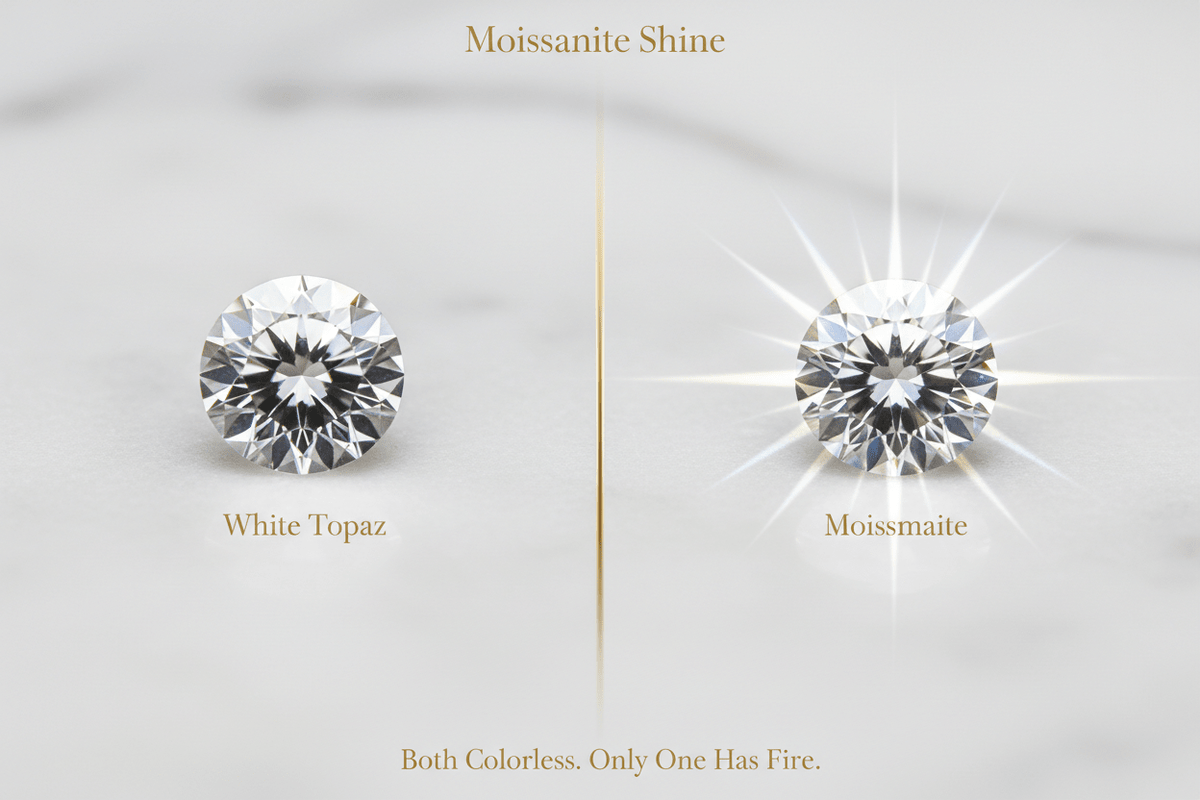 Moissanite vs. White Topaz: Updated 2026 Comparison - Moissanite Shine