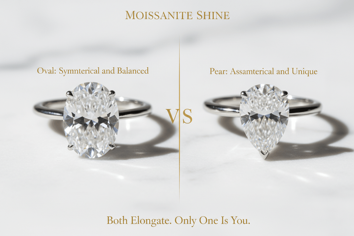 Oval vs. Pear Cut Moissanite: Which Elongated Shape Is Right for You? - Moissanite Shine