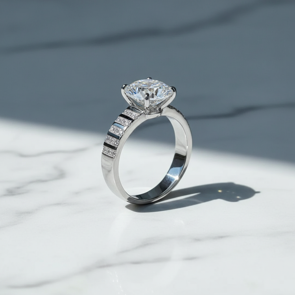D Color VVS1 Moissanite Engagement Ring, Wedding Band & Fine Jewelry. Handcrafted, conflict-free, lifetime warranty, free US shipping, trade-up program at full value.