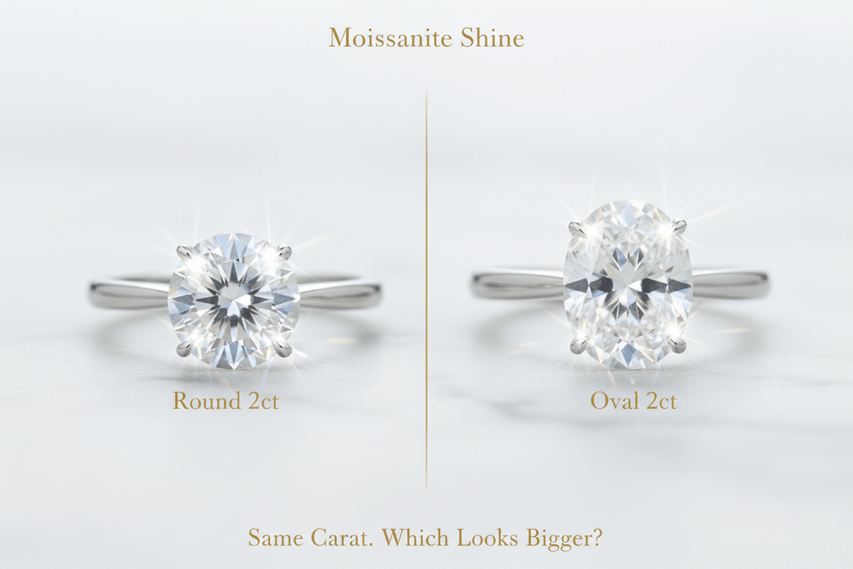 Round vs. Oval Moissanite: Which Looks Bigger on the Finger? - Moissanite Shine