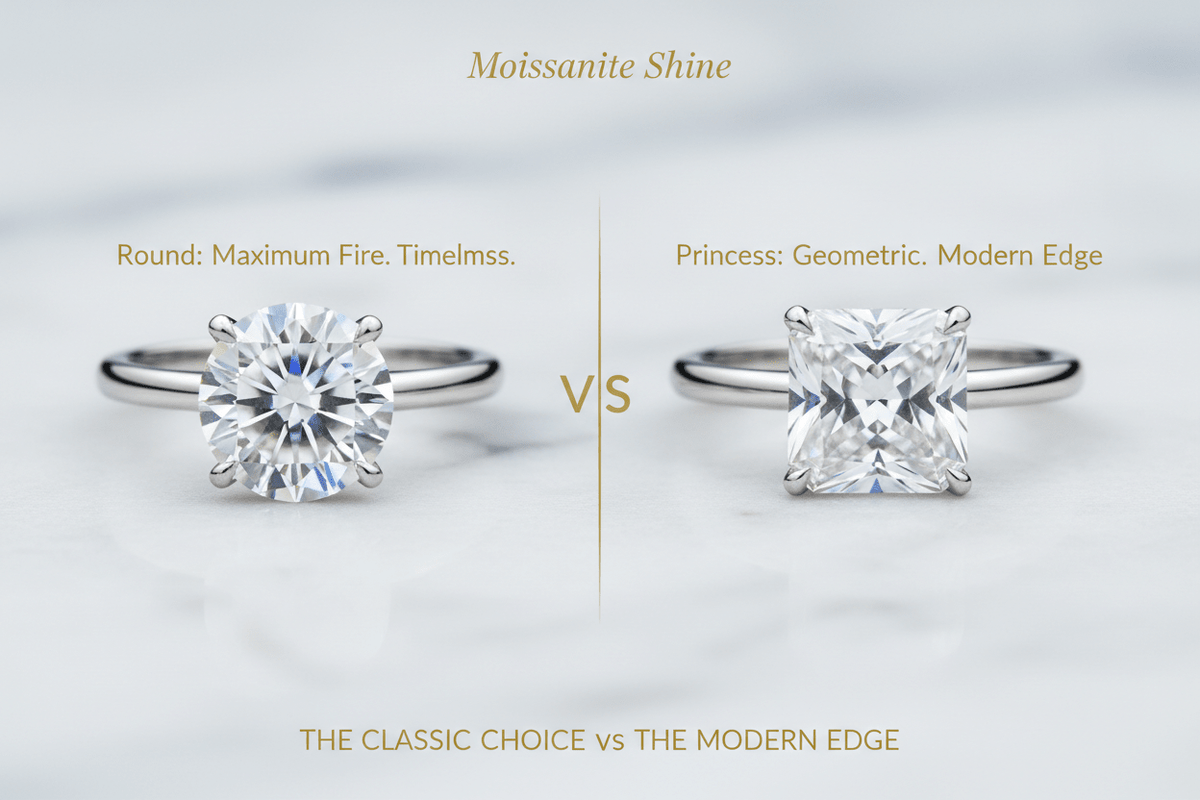 Round vs. Princess Cut Moissanite: The Complete Comparison Guide - Moissanite Shine