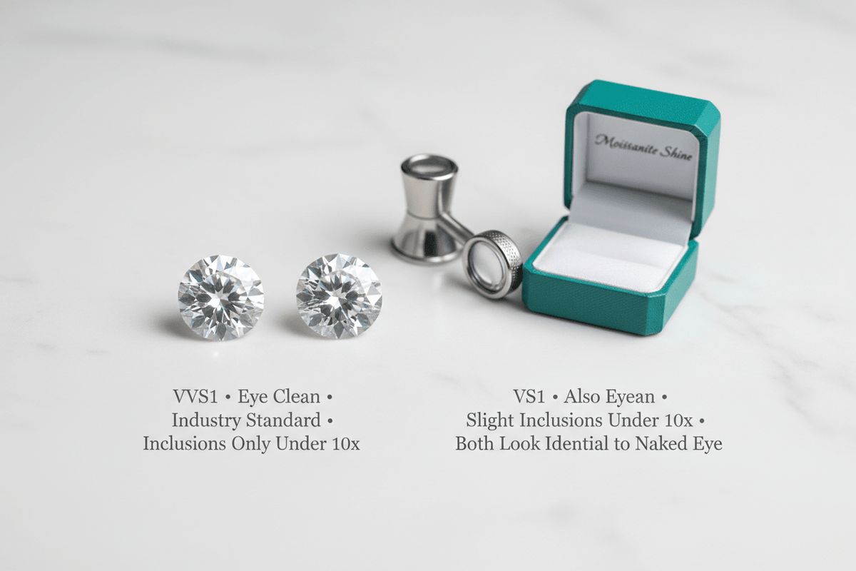 VVS1 vs VS1 Moissanite: What the Clarity Difference Actually Looks Like - Moissanite Shine