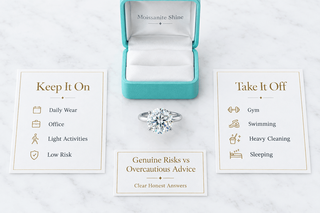 When to Take Off Your Engagement Ring (And When to Keep It On) - Moissanite Shine