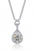 10 Carat Teardrop Moissanite Pendant Tennis Necklace – Round Cut VVS1 D Color (GRA Certified) | Necklace | Moissanite Shine