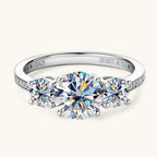 3ct Three Stone Round Cut Moissanite Engagement Ring VVS1 Flawless D Color GRA Certified - Moissanite Shine | RING | Moissanite Shine