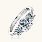 3ct Three Stone Round Cut Moissanite Engagement Ring VVS1 Flawless D Color GRA Certified - Moissanite Shine | RING | Moissanite Shine