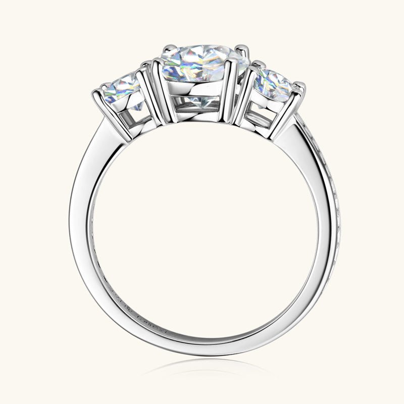 3ct Three Stone Round Cut Moissanite Engagement Ring VVS1 Flawless D Color GRA Certified - Moissanite Shine | RING | Moissanite Shine