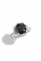 Luxury 2 Carat Round Brilliant Cut Black Moissanite Solitaire Engagement Ring – Flawless VVS1 Deep Jet Black Modern Platinum Plated Premium Classic Wedding Anniversary Band (GRA Certified) | RING | Moissanite Shine