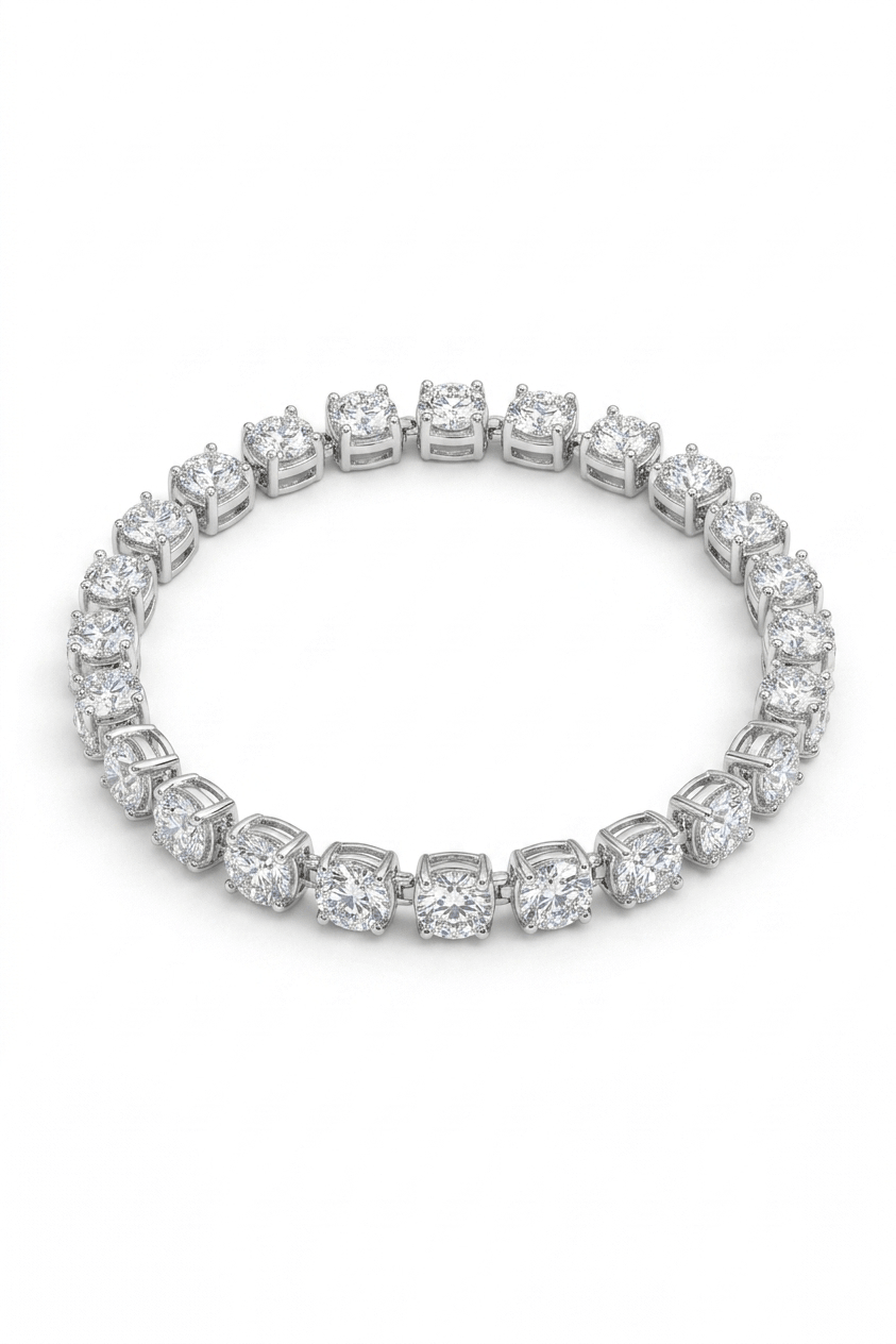 Classic 10 Carat Moissanite Tennis Bracelet – Round Cut VVS1 D Color Modern Luxury 7 - Inch Wristband (GRA Certified) | Bracelet | Moissanite Shine
