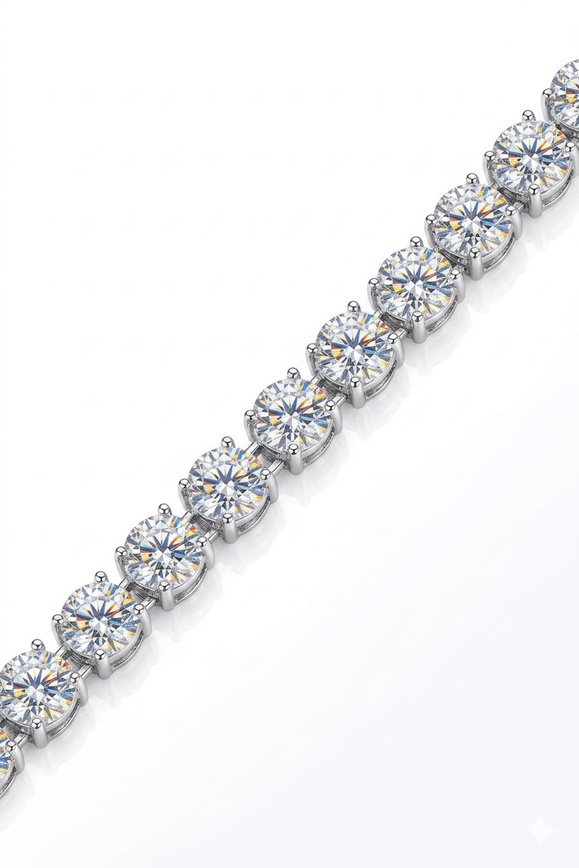 Classic 10 Carat Moissanite Tennis Bracelet – Round Cut VVS1 D Color Modern Luxury 7 - Inch Wristband (GRA Certified) | Bracelet | Moissanite Shine