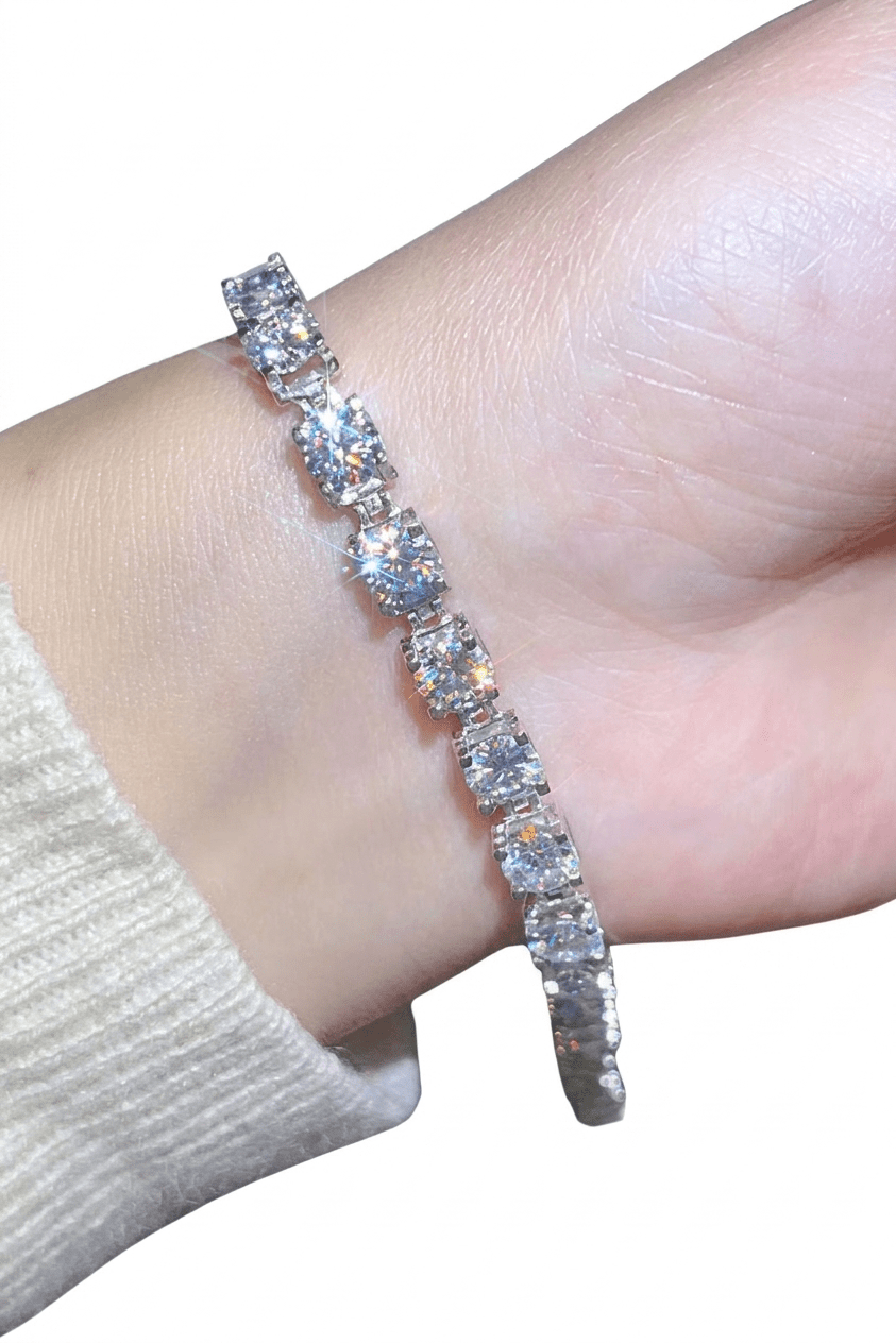 Classic 10 Carat Moissanite Tennis Bracelet – Round Cut VVS1 D Color Modern Luxury 7 - Inch Wristband (GRA Certified) | Bracelet | Moissanite Shine