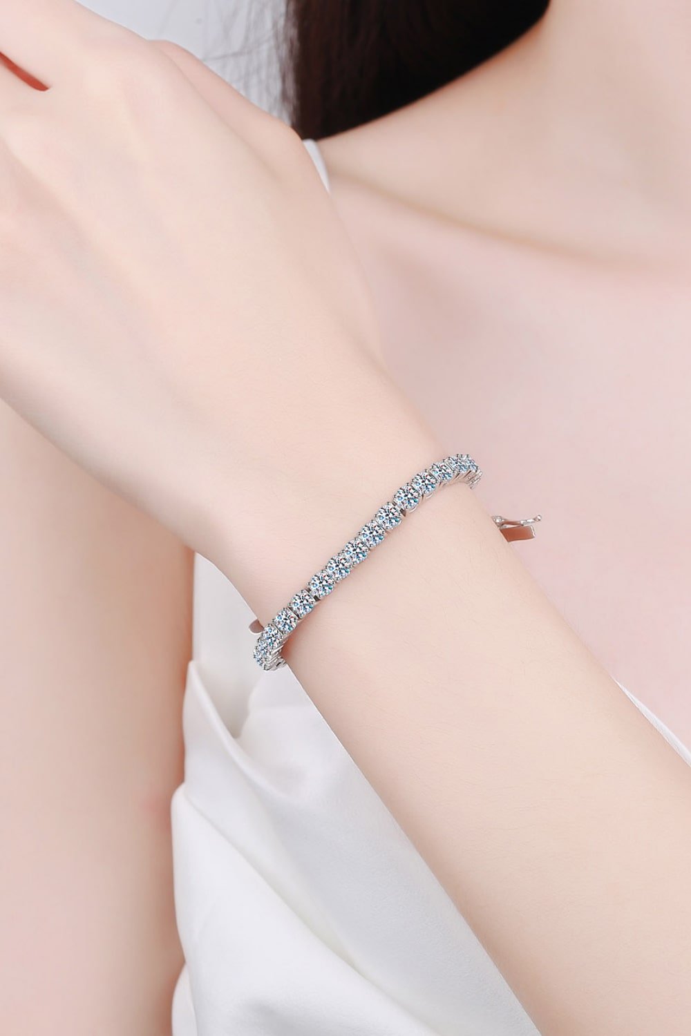 Classic 4.9 Carat Moissanite Tennis Bracelet – Round Cut VVS1 D Color Premium Rhodium Plated 6.5 - Inch Brilliant Wristband (GRA Certified) | Bracelet | Moissanite Shine