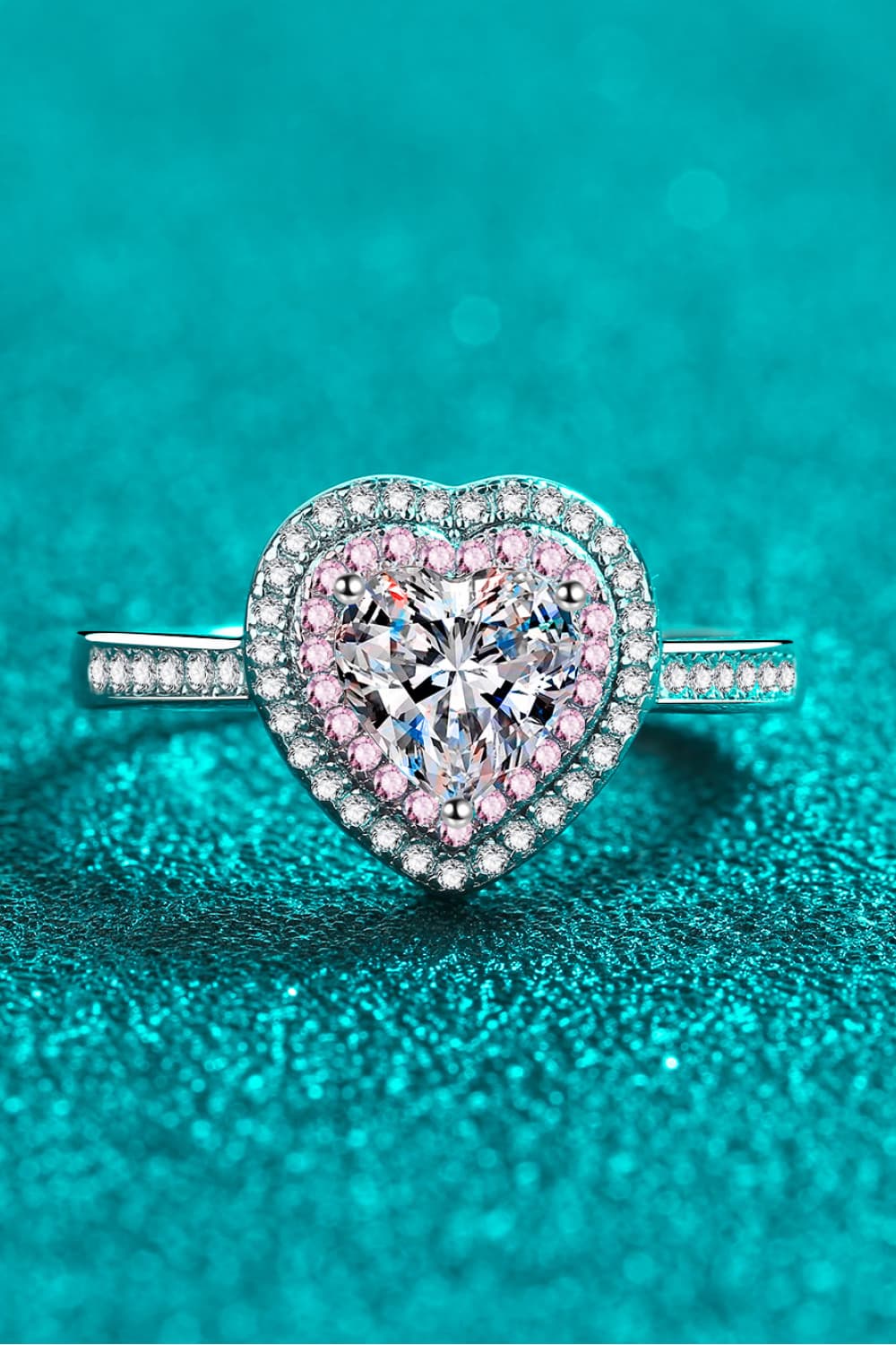 Cupid Heart Halo Ring: A 1-Carat VVS1 Moissanite Romantic Masterpiece | RING | Moissanite Shine