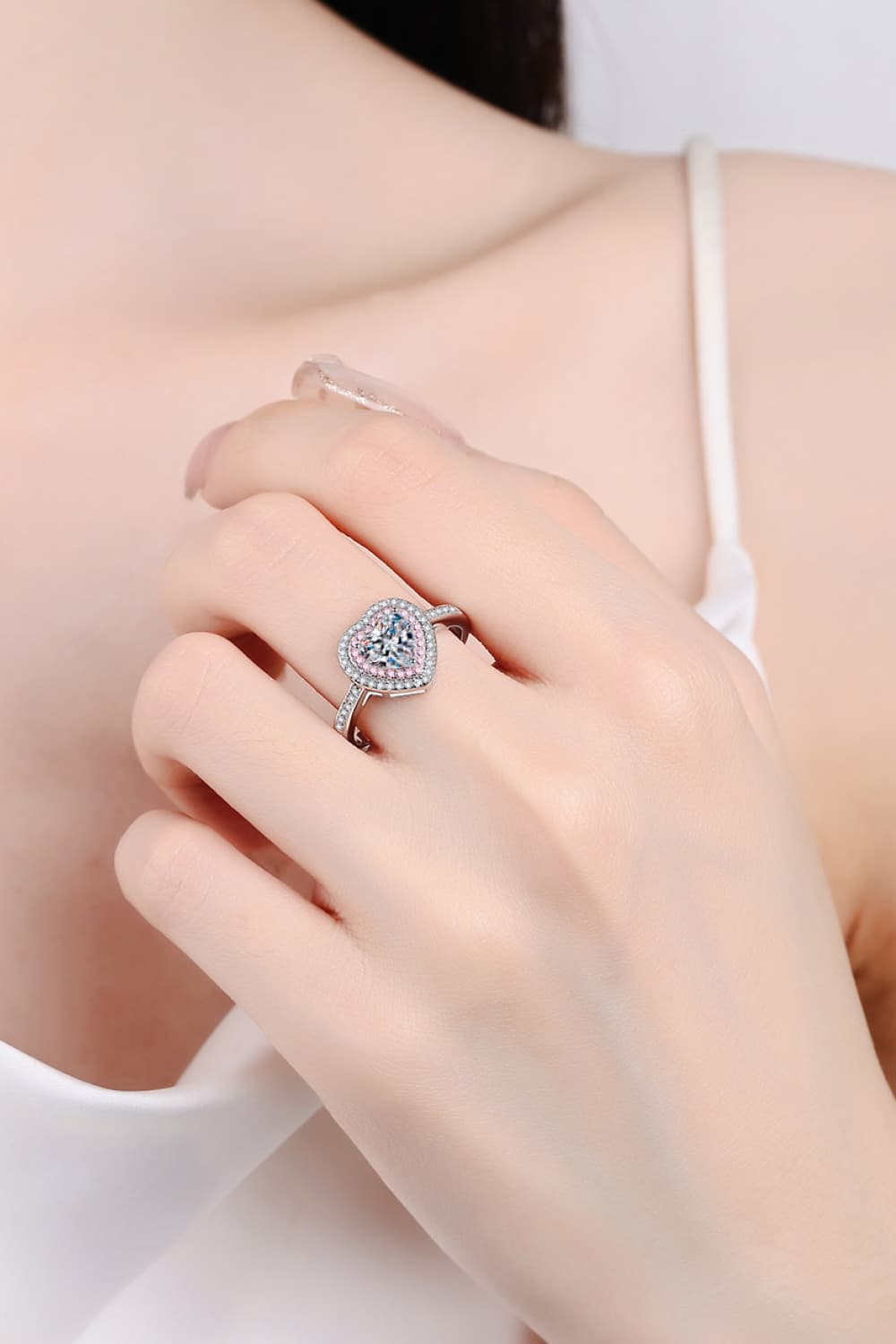 Cupid Heart Halo Ring: A 1-Carat VVS1 Moissanite Romantic Masterpiece | RING | Moissanite Shine